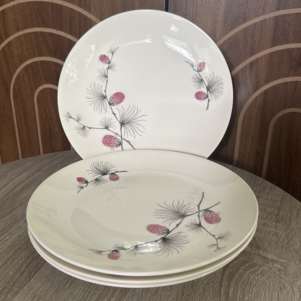 Vtg Canonsburg 9½" Dinner Plates Set Of 4 'SKYLINE' Allegheny Ware Wild Clover